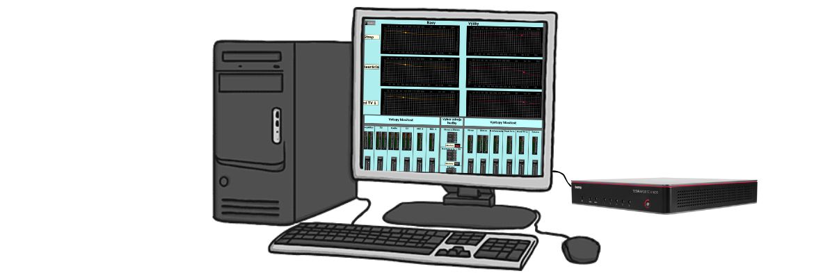 Tesira FORTÉ - ovládanie cez PC pomocou Biamp Canvas, presná konfigurácia podľa potrieb a požiadávok zákazníka.